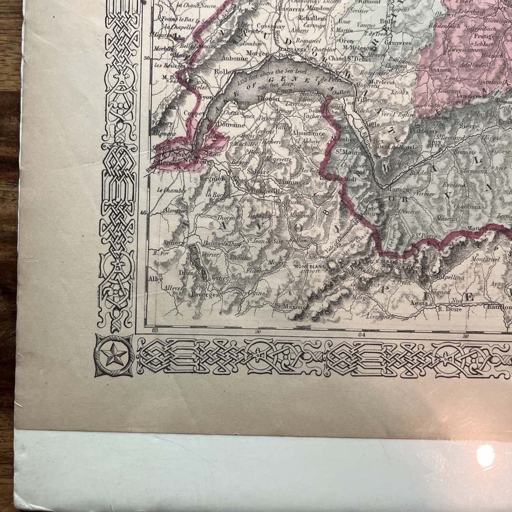 Antique 1860s Johnson & Ward Switzerland Map Hand Colored Original Atlas - Picture 3 of 4